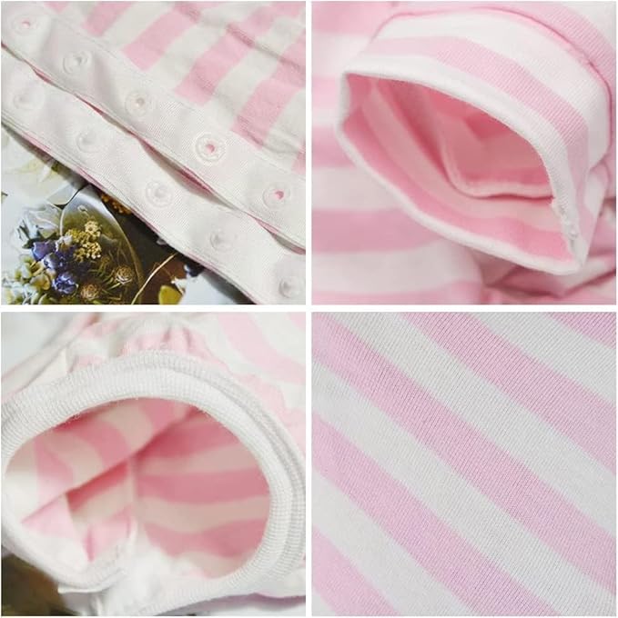 Dog’s Recovery Suit Post Surgery Shirt for Puppy, Full Coverage Dog's Bodysuit Wound Protective Surgical Clothes for Small and Medium Pets (Pink White Stripe-XL)