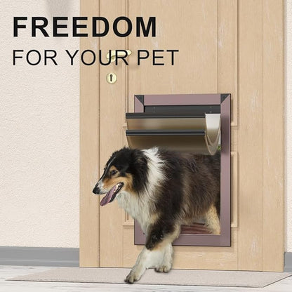 Rescumascer XL Dog Door for Door, Aluminum Extra Large Dog Door with Two Sliding Lock Panels, Large Pet Door for Dogs up to 220lbs