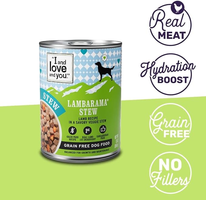 I and Love and You Wet Dog Food - Lambarama Stew - Lamb Recipe, Grain Free, Filler Free 13oz Can, 12pk