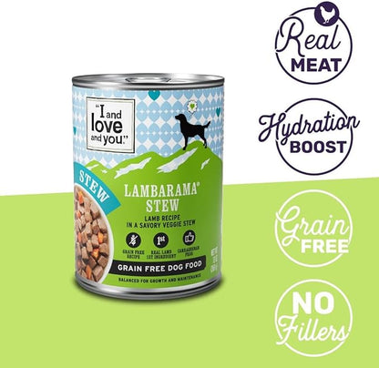 I and Love and You Wet Dog Food - Lambarama Stew - Lamb Recipe, Grain Free, Filler Free 13oz Can, 12pk