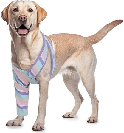 ROZKITCH Dog Arm Sleeves for Licking Front Right Left Leg, Stretchy Surgery Recovery Sleeve Anti Licking Scratching Wound, Fix Bandages in Place Striped Protection Stripe 2XL