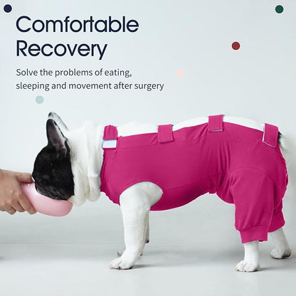IECOii Dog Surgical Recovery Suit Male Female,Breathable Dog Bodysuit Dog Cone Alternative After Surgery with Pee Hole,Soft Dog Onesie for Spay Neuter Surgery Recovery Prevent Licking,XXXL-Rosered