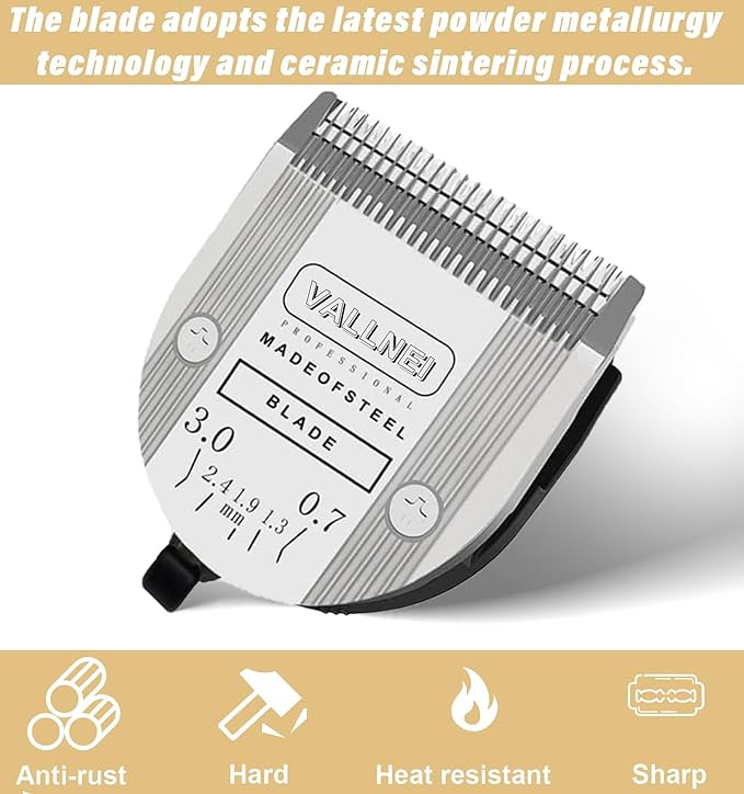 [3-Pack Professional Animal Clipper Blade Compatible with Wahl Arco, Bravura, Chromado, Creativa, Figura, Motion & SuperGroom; Dog, Cat, Horse & Pet Grooming, Detachable & Adjustable