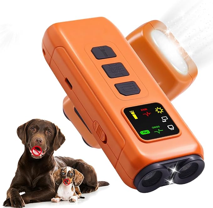 Ultrasonic Dog Bark Deterrent, 2-in-1 Anti Bark Device with LED Flashlight & HD Display | Stop Nuisance Barking, No Shock Training Aid for Small to Large Dogs