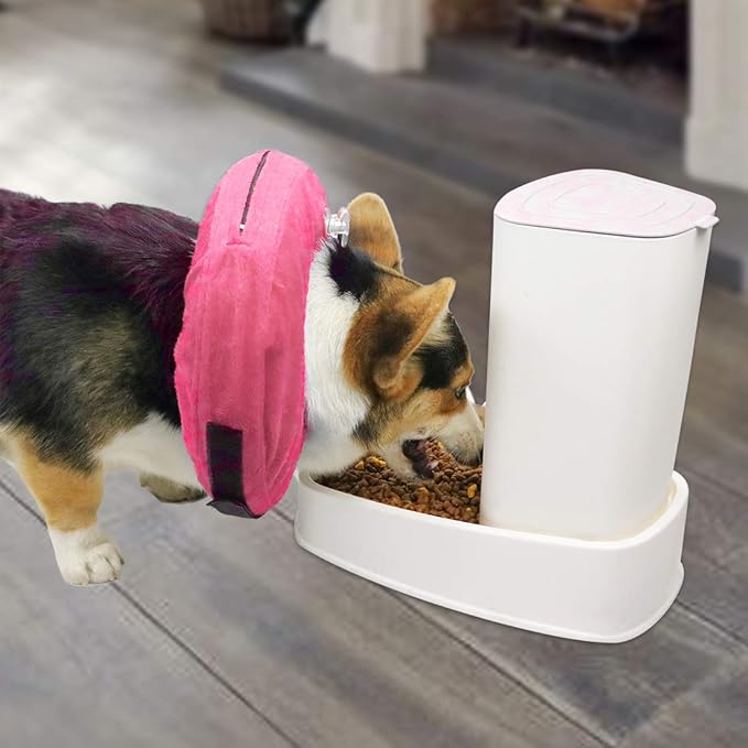 MCHY Inflatable Dog Cone,Adjustable Recovery Collar for Dogs After Surgery,Prevent from Biting & Scratching,Not Block Vision (Pink, S-Neck 7''- 12'')