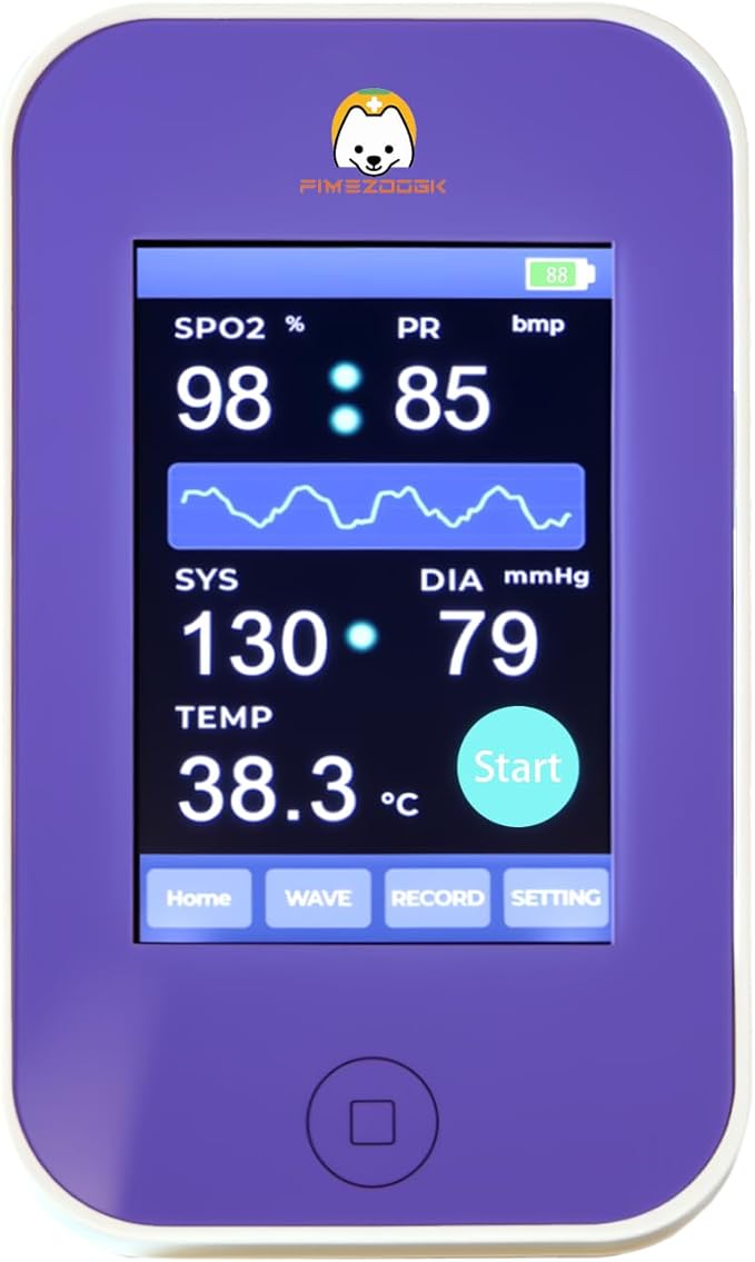 Veterinary Monitor: Pets Vital Signs of spo2,Pulse Rate,Temperature and Blood Pressure Monitoring Dog or cat Blood Pressure Color Touch Screen Monitor