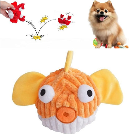 Interactive Squeaky Dog Chew Toy,No Stuffing Interactive Chew Toy for Small Medium Large Dogs, Training Reward Gift for Pets(Yellow Fish)
