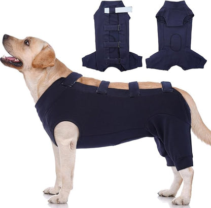 IECOii Dog Surgical Recovery Suit Male Female,Breathable Dog Bodysuit Dog Cone Alternative After Surgery with Pee Hole,Soft Dog Onesie for Spay Neuter Surgery Recovery Prevent Licking,XXXL-Blue