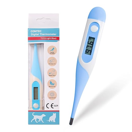 CONTEC Pet Thermometer Dog Thermometer Dual Scale Waterproof Veterinary Thermometer with a Flexible Tip Suitable for Cats/Dogs/Horse/Veterinarian
