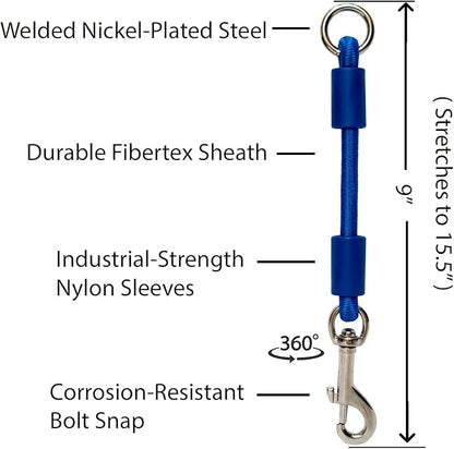 BUNGEE DOG LEASH EXTENSION – Patented Shock Absorber Attachment Protects You and Your Dogs – Works with ANY Leash & Collar or Harness – a MUST for Retractable Leashes – PICK SIZE/COLOR BELOW