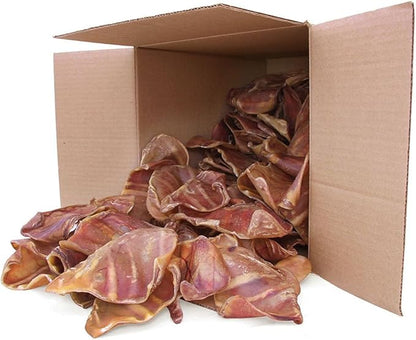 Best Pet Supplies GigaBite Whole Pig Ears for Dogs - All-Natural Slow-Roasted Chews That Clean Teeth and Satisfy Aggressive Chewers - 80 Pack for Large Dogs