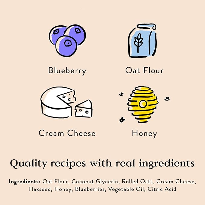 Bocce's Bakery 'Berries & Cream Treats for Dogs, Wheat-Free Everyday Dog Treats, Made with Real Ingredients, Baked in The USA, Natural Soft & Chewy Cookies, Cream Cheese & Blueberry, 6 oz