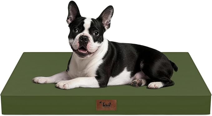 Outdoor Dog Bed for Small Dogs, Waterproof Dog Crate Bed for Medium Dogs Cats, Orthopedic Egg Crate Foam Pet Bed with Washable Removable Oxford Cover, Amy Green