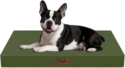 Outdoor Dog Bed for Small Dogs, Waterproof Dog Crate Bed for Medium Dogs Cats, Orthopedic Egg Crate Foam Pet Bed with Washable Removable Oxford Cover, Amy Green