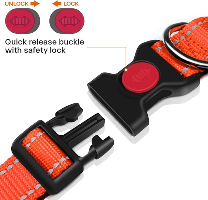 Taglory 16-24" Dog Collar & 4 FT Leash Set, Reflective, Adjustable, Safety Locking Buckle for Large Dogs