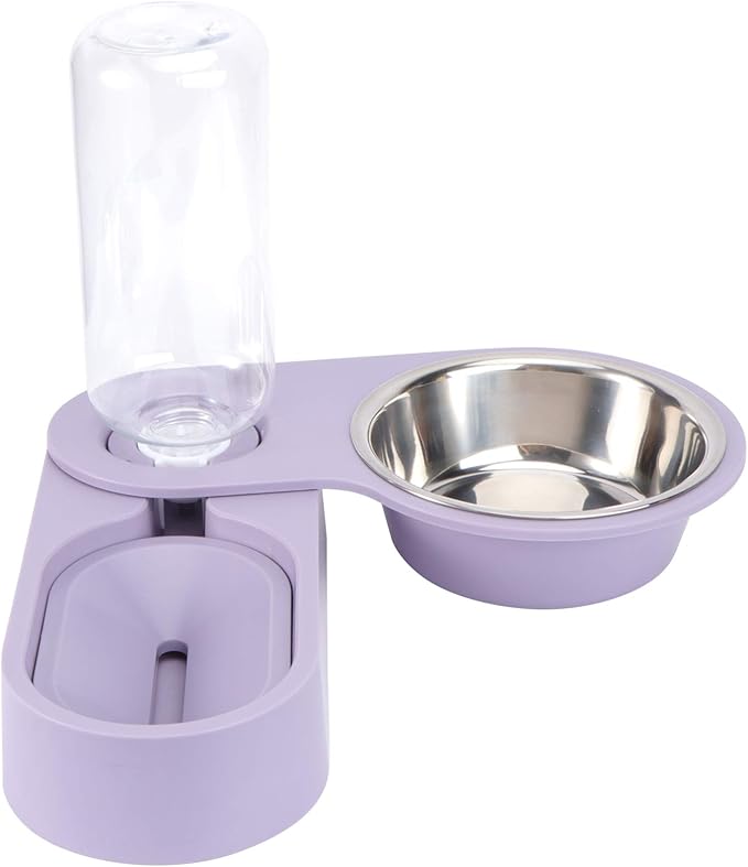 Dog Water Food Bowl Set Automatic Pet Food Water Dispenser Rotating Corner Folding Dog Bowl for Cat Puppy Small Dogs (Purple) Rabbit Food
