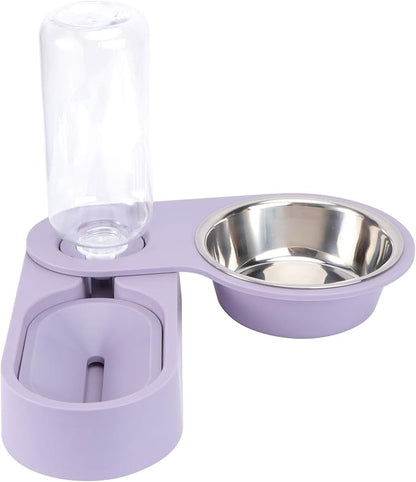 Dog Water Food Bowl Set Automatic Pet Food Water Dispenser Rotating Corner Folding Dog Bowl for Cat Puppy Small Dogs (Purple) Rabbit Food
