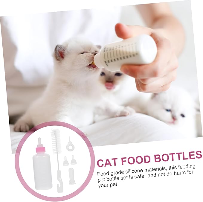 LIOOBO 6pcs Baby Milk Bottle Set for Small Dogs Cats Reusable Nursing Bottles for Newborn Pets Puppy Kitten Feeding Solution