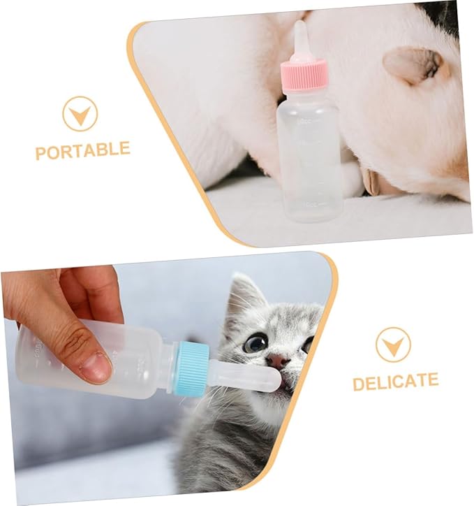 2pcs Pet Nursing Bottles Feeding Kit for Puppies and Kittens Small Animal Milk Feeder Bottles Easy Handling Design for Calves and Small Pets