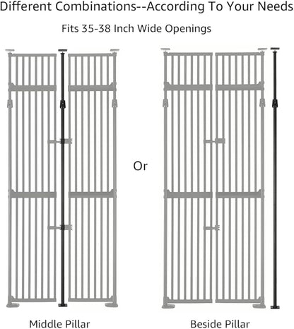 unipaws 86" High Extra Tall Cat Gate, Auto Closing and No Drilling Safety Gate for Doorway Hallway Stairs, Cat Dog Proof, Fit for 35"-38" Wide Opening, Indoor Use, Black