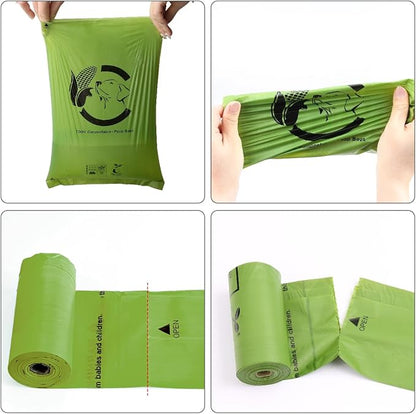 Certified Compostable Dog Poop Bags, 270 Count Landfill Friendly and Leakproof Waste Bags, Easy Open Unscented Forest Green Poop Bag for Dog, 15 Doggy Bags Per Roll (18 rolls)
