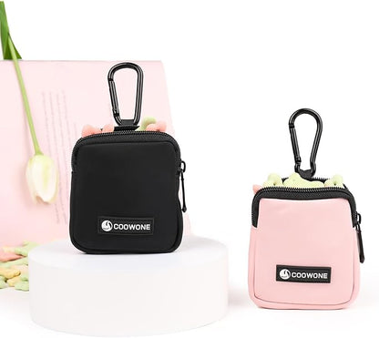 COOWONE Dog Treat Pouch 2 Pack, Waterproof, Zipper Closure, Hands Free, Black+Pink