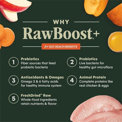 Instinct RawBoost Gut Health, Natural Dry Dog Food with FreshDried Raw, High Protein, Grain-Free Recipe - Real Chicken, 18 lb. Bag