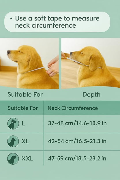 Soft Cone for Dogs Comfortable Adjustable Recovery Collar – Protective E-Collar for Surgery, Neutering & Wounds – Yellow – Sizes L