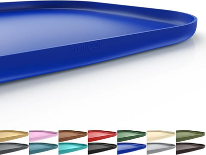 SMILOOL Silicone Pet Feeding Mat with Raised Edge for Food and Water, Dog Bowl Mats, Cat Bowls Placemat with High Lip for Floor Waterproof, Rubber Tray for Cats and Dogs 24 x 16 x0.8 Navy Blue
