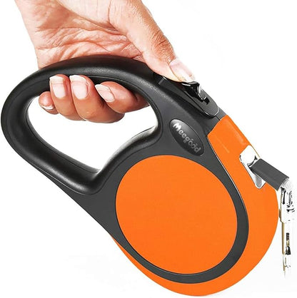 Heavy Duty Retractable Dog Leash-16ft Strong & Durable Walking Leash for S to L Dogs up to 45/115 lbs, Upgraded Lock System, Non Slip Grip, Tangle Free (Orange, Medium-Large Sized)