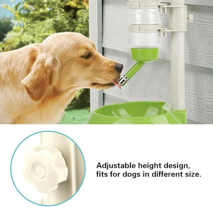 Dog Water Bottle Bowl,Automatically Feeding Water Height Adjustable Dispenser for Dog Cat(Green)