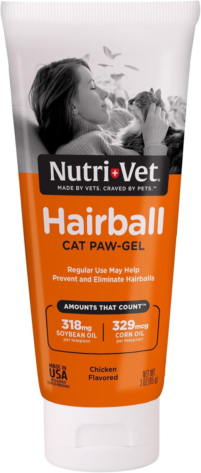 Nutri-Vet Hairball Paw Gel, Cat Hairball Remedy, Kitten Supplies, Hair Ball Relief for Cats, Grooming Aid, Fur Ball Remedy, Chicken Flavor, 3 oz
