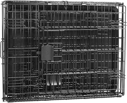Amazon Basics Portable, Foldable Metal Wire Dog Crate with Removable Tray, Double Door, Divider Panel, 24" x 18" x 20", Black