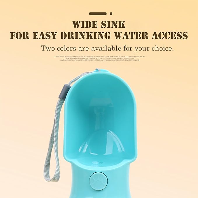 2-in-1 Dog Water Bottle with Food Container - 10oz Leak-Proof Travel Water Dispenser, Travel Water Bowl for Cats, Dogs, and Puppies - Essential for Walks, Hikes, and Travel (Blue)