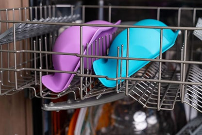 Fluff Trough Elevated Dog Bowl for Food | 5inch Tall Cat & Dog Feeding Station | Vet Approved Non-Toxic Silicone Feeder Bowl Insert | Raised Bowl for Medium and Small Dog/Pet with Flat Face (Purple)