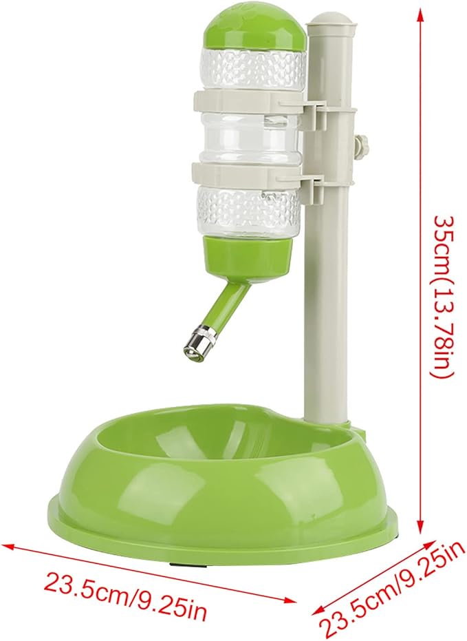 Adjustable Dog Bowl Feeder, Food Grade Plastic Pet Drinking Water Bottle and Food Dish Set with Adjustable Height, for Small Medium Large Dogs (Green)