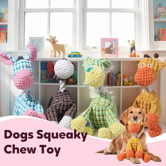 2026 New Indestructible Dog Toy, Durable Dog Stuffed Toys for Aggressive Chewers, Interactive Squeaky Chew Teething Toys for Small Medium Large Dogs Puppy (Orange)