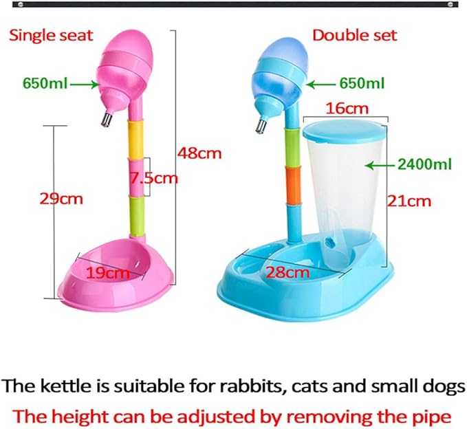Pets Feeder Bowl Dog Dishes with A Cup Pet Automatic Feeder Pet Drinker Waterer Adjustable Detachable Dog Automatic Drinkers Green