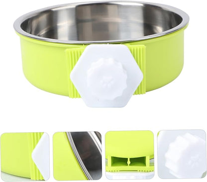 VANZACK Stainless Steel Dog Bowl Pet Feeder Portable Pet Water Dispenser Easy Cleaning Double Layer Bowl Green Pet Supplies