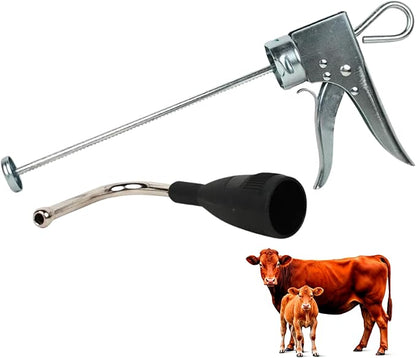 LBH MARKET Cattle Dewormer Paste Applicator Gun, Metal, 290g Tube Compatible, Heavy-Duty, with Dewormer Comparison Chart, 220 lb Dose Per Trigger Works with Safeguard 290 gram Tube