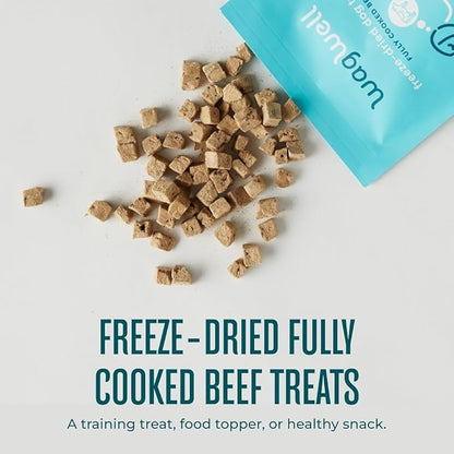 WagWell Freeze-Dried Beef Dog Treats - Grain-Free, High-Protein Fully Cooked Dog Treats Made in The USA - Human-Grade, Minimally Processed & Preservatives Free