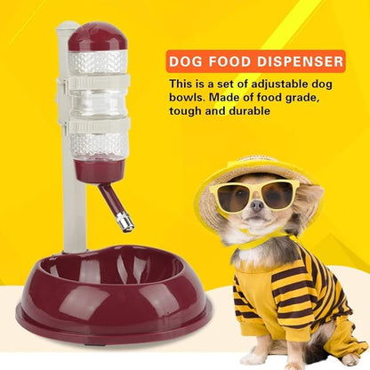 Adjustable Pets Dog Bowl Feeder Water Dispenser Drinking Bottle Food Container Bowl Bottle Standing Dispenser for Cats Dogs Green(Brown) Dog Supplies