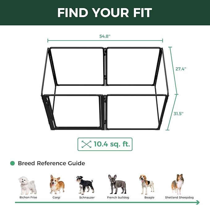 FXW AuraSpace Pro Acrylic Indoor Dog Playpen, Heavy-Duty with Metal Frame, 32" Height 6 Panels for Small and Medium Dogs, Black│Patented