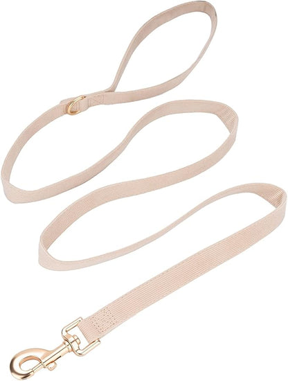 Soft Cotton Dog Leash, 5 Ft Heavy Duty Corduroy Dog Leashes with Gold Metal Hook for Small Medium Large Dogs,Small,White