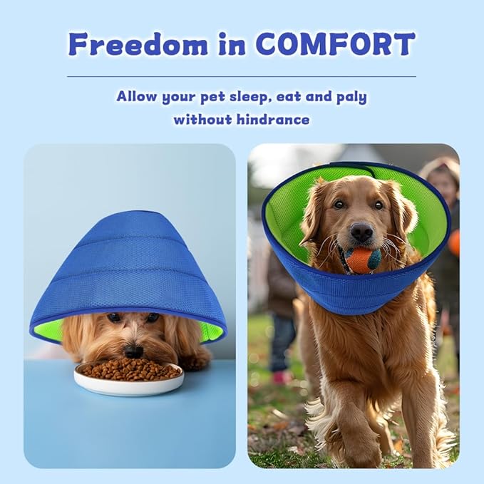 Soft Dog Cone Collar After Surgery Alternative for Dogs to Stop Licking, Comfort Collars for Large/Medium/Small Pet/Cat, Comfortable Elizabethan Neuter Recovery E Cones of Shame Neck & Head Ecollars