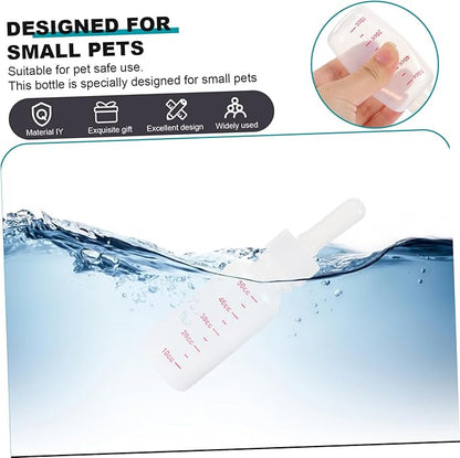 POPETPOP 3Pcs Portable PET Nursing Bottles Plastic Scale Milk Bottle Set for Small Animals for Kittens Puppies and Rabbits Replacement Nipples