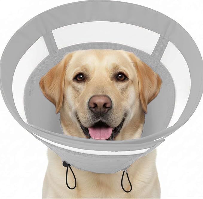 SAWMONG Soft Cone for Dogs – Extra Large Dog Recovery Collar, Adjustable E-Collar to Stop Licking After Surgery (XL, Gray)