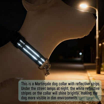 Martingale Dog Collars, Reflective Nylon Collar with Stainless Steel Chain, Adjustable Walking Training Dog Collars with Quick Release Buckle, Suitable for Small Medium Large Dogs(Purple,M)