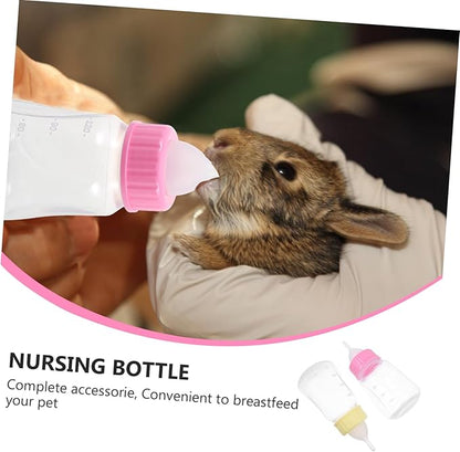 KESYOO 2PCS Leak Proof Kitten Milk Bottle Sturdy Plastic PET Feeder Nipple for Nursing Small Cats and Puppies for Newborn Animal Feeding