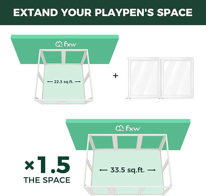 FXW AuraSpace Acrylic Indoor Dog Playpen for Medium Dogs, 35 inch, 2 Panels, White